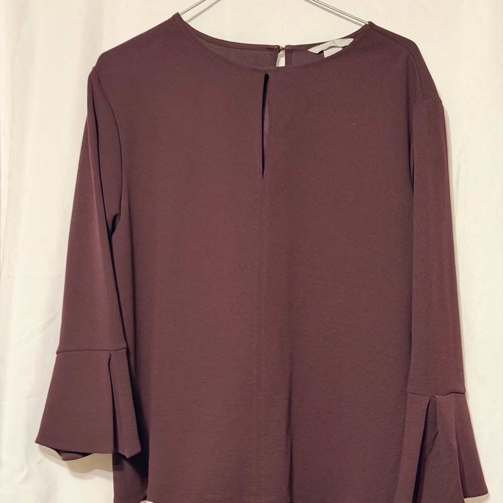 H&M Dusty Mauve Bell Sleeve Blouse